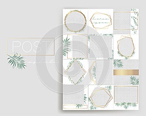 Design backgrounds for social media banner.Set of instagram stories and post frame templates.Vector cover. photo